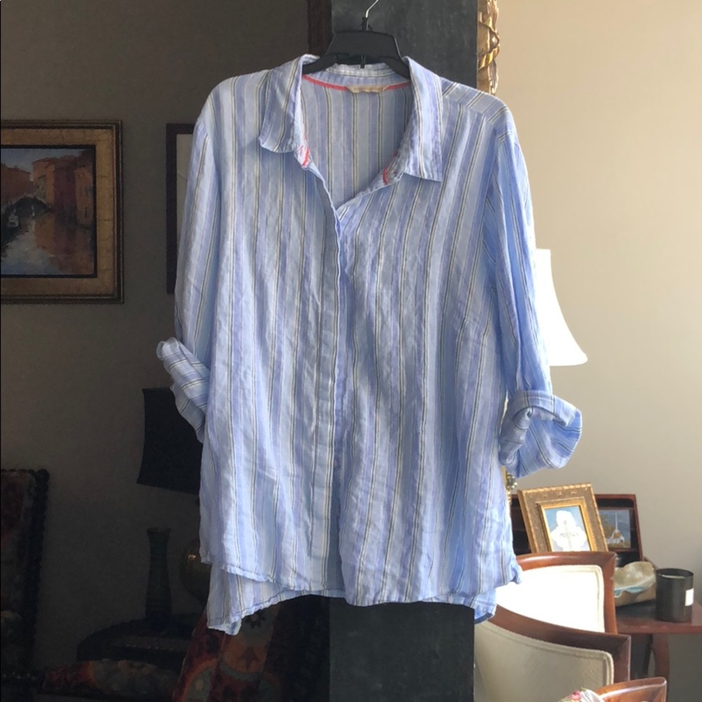 Striped linen button down